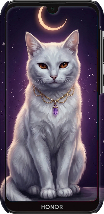 3D пластиковий матовий чехол Mystic White Cat Gothic Dark Purple Gold для Huawei Honor 8S - 6805m-1679 изображение 