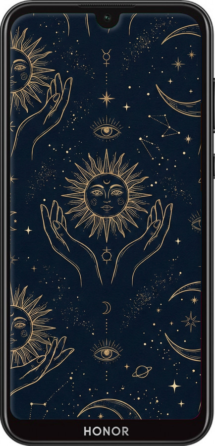 2D пластиковый чехол Celestial Harmony: Sun & Moon Gold Mystic Pattern для Huawei Honor 8S - 6778t-1679 изображение 