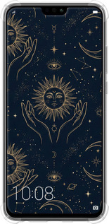 Силикон с усиленными углами чехол Celestial Harmony: Sun & Moon Gold Mystic Pattern для Huawei Honor 8X - 6778sp-1596 изображение 