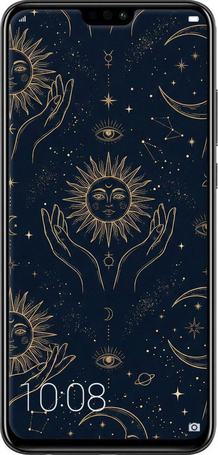 2D пластиковый чехол Celestial Harmony: Sun & Moon Gold Mystic Pattern для Huawei Honor 8X - 6778t-1596 изображение 