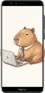 3D пластиковий матовий чехол Funny Capybara CEO Working для Huawei Honor 9 Lite - 6777m-1359 изображение 