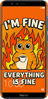 3D пластиковый матовый чехол Funny Cat для Huawei Honor 9 Lite - 6786m-1359 изображение 