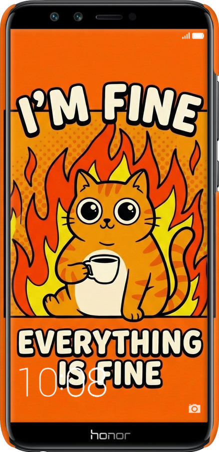 3D пластиковый матовый чехол Funny Cat для Huawei Honor 9 Lite - 6786m-1359 изображение 