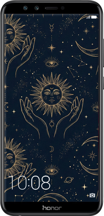 2D пластиковий чехол Celestial Harmony: Sun & Moon Gold Mystic Pattern для Huawei Honor 9 Lite - 6778t-1359 изображение 