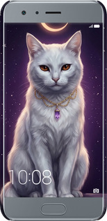 3D пластиковый матовый чехол Mystic White Cat Gothic Dark Purple Gold для Huawei Honor 9 - 6805m-998 изображение 