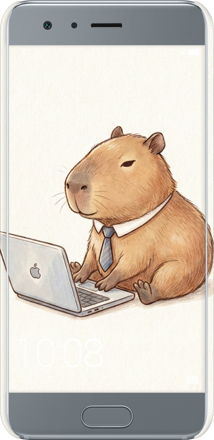 3D пластиковый матовый чехол Funny Capybara CEO Working для Huawei Honor 9 - 6777m-998 изображение 