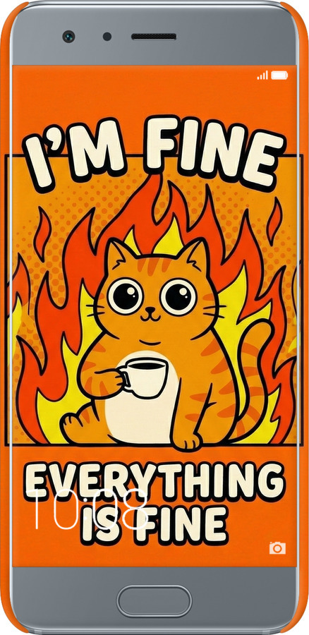 3D пластиковый матовый чехол Funny Cat для Huawei Honor 9 - 6786m-998 изображение 