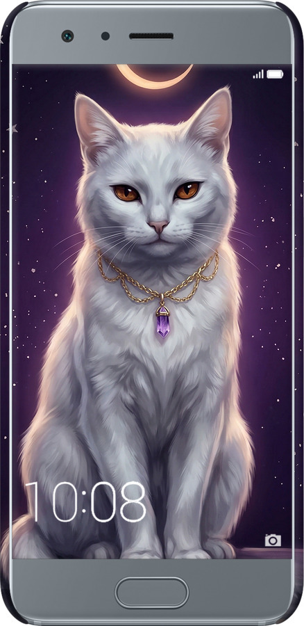 3D пластиковый матовый чехол Mystic White Cat Gothic Dark Purple Gold для Huawei Honor 9 - 6805m-998 изображение 