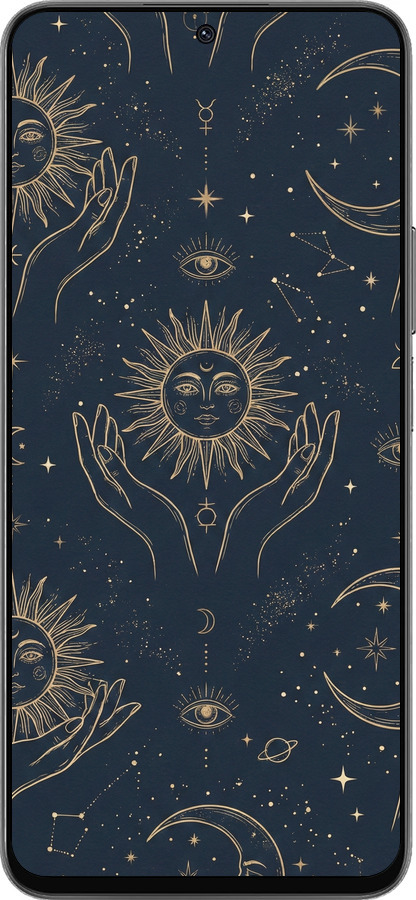 Силиконовый чехол Celestial Harmony: Sun & Moon Gold Mystic Pattern для Huawei Honor 90 Lite - 6778u-3131 изображение 
