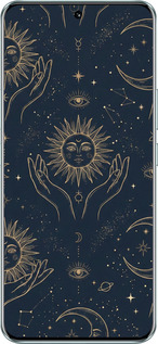Силиконовый чехол Celestial Harmony: Sun & Moon Gold Mystic Pattern для Huawei Honor 90 - 6778u-3088 изображение 