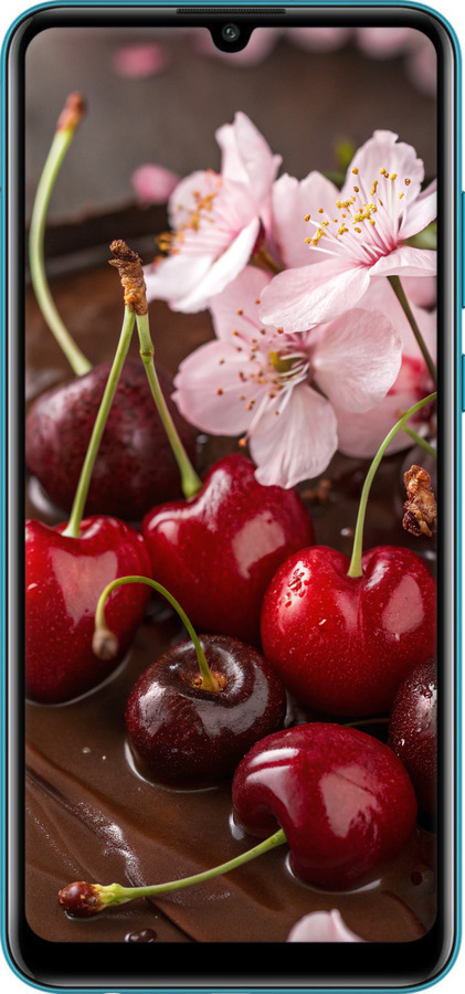 Силиконовый чехол Вишня в шоколаде для Huawei Honor 9A - 6698u-1900 изображение 
