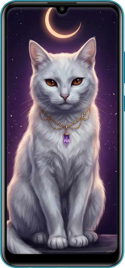 Силиконовый чехол Mystic White Cat Gothic Dark Purple Gold для Huawei Honor 9A - 6805u-1900 изображение 