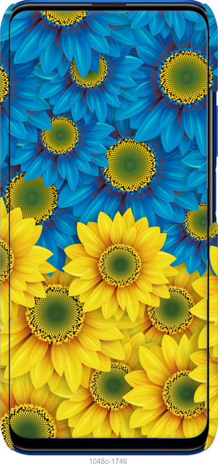 3D пластиковий матовий чехол Жовто-блакитні квіти  для Huawei Honor 9X - 1048m-1746 изображение 