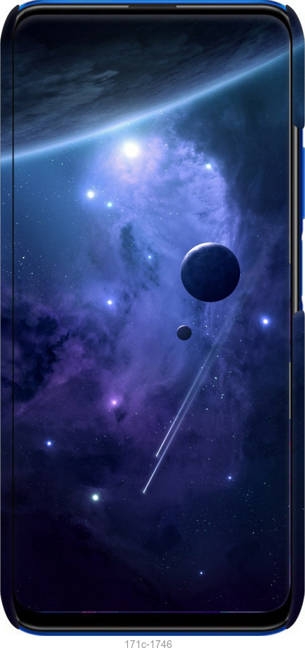 3D пластиковый матовый чехол Планеты в синем космосе для Huawei Honor 9X - 171m-1746 изображение 