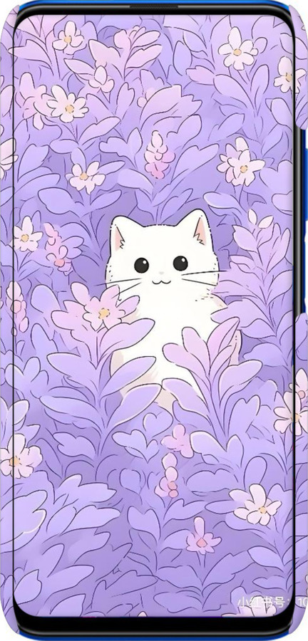 3D пластиковый матовый чехол Котик в цветах для Huawei Honor 9X - 6390m-1746 изображение 