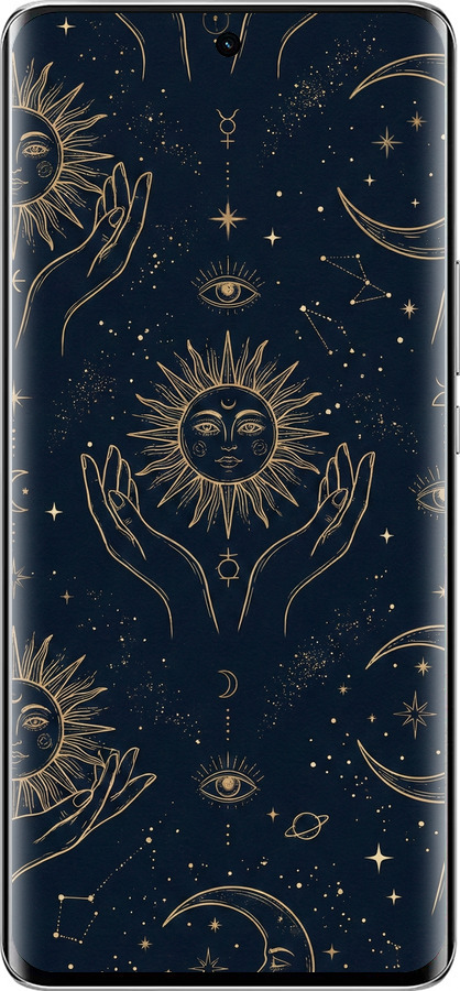 Силиконовый чехол Celestial Harmony: Sun & Moon Gold Mystic Pattern для Huawei Honor Magic6 Lite - 6778u-3685 изображение 