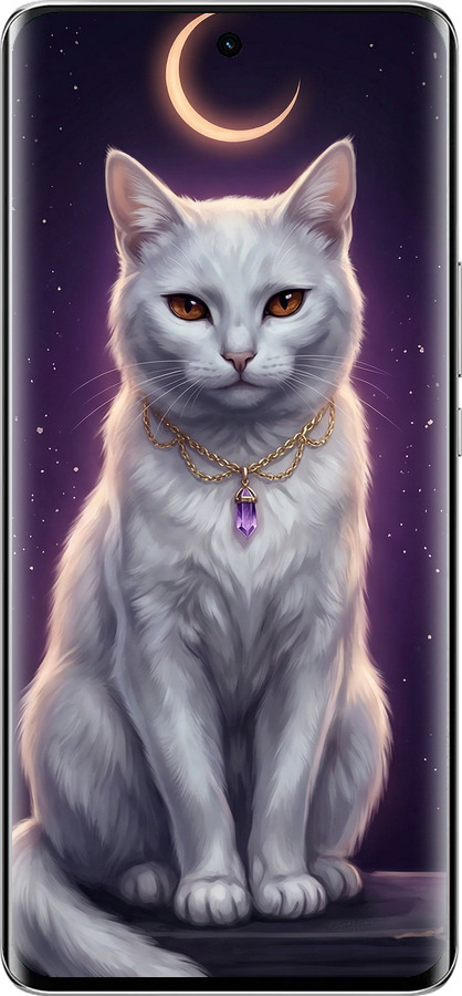 Силиконовый чехол Mystic White Cat Gothic Dark Purple Gold для Huawei Honor Magic6 Lite - 6805u-3685 изображение 
