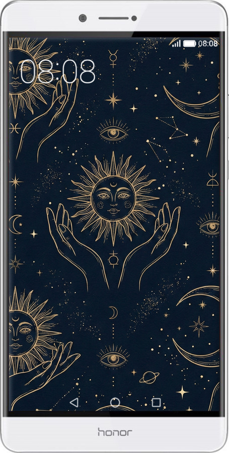 Силиконовый чехол Celestial Harmony: Sun & Moon Gold Mystic Pattern для Huawei Honor Note 8 - 6778u-418 изображение 