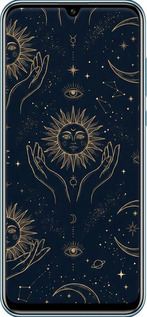 Силиконовый чехол Celestial Harmony: Sun & Moon Gold Mystic Pattern для Huawei Honor Play 4T Pro - 6778u-1914 изображение 