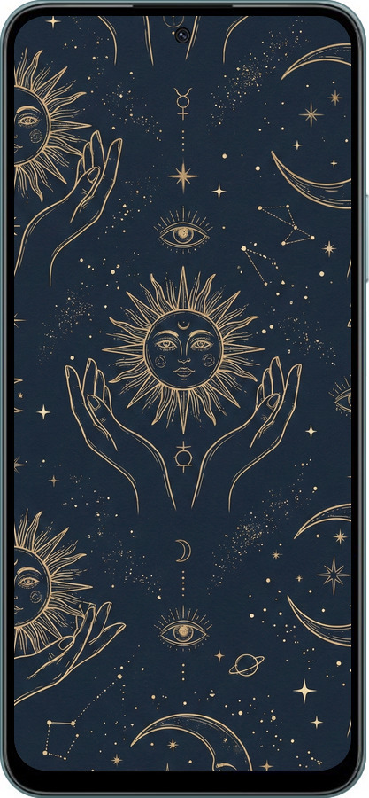 Силиконовый чехол Celestial Harmony: Sun & Moon Gold Mystic Pattern для Huawei Honor Play 50 Plus - 6778u-3399 изображение 