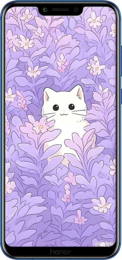2D пластиковий чехол Котик в цветах для Huawei Honor Play - 6390t-1533 изображение 
