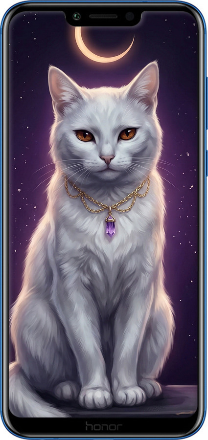 2D пластиковий чехол Mystic White Cat Gothic Dark Purple Gold для Huawei Honor Play - 6805t-1533 изображение 