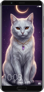 Силиконовый чехол Mystic White Cat Gothic Dark Purple Gold для Huawei Honor V10 / View 10 - 6805u-1579 изображение 