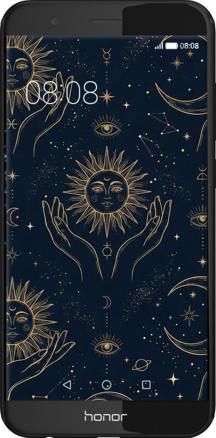Силиконовый чехол Celestial Harmony: Sun & Moon Gold Mystic Pattern для Huawei Honor V9 / Honor 8 Pro - 6778u-1246 изображение 