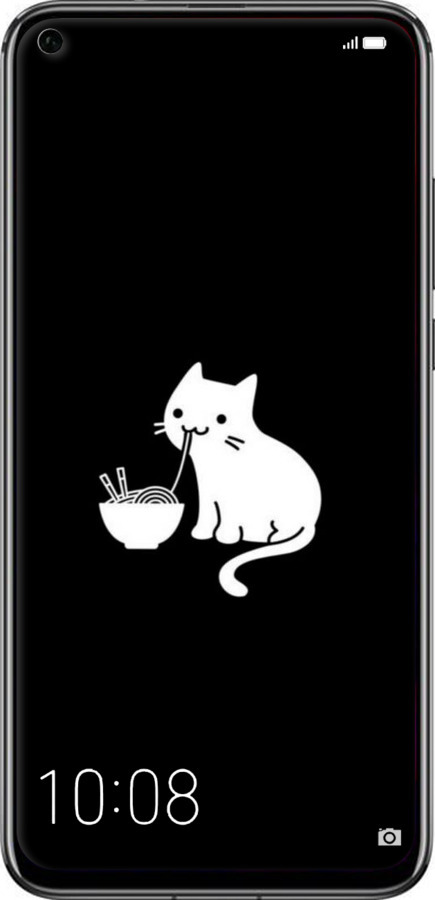 Силиконовый чехол С милым котом на черном фоне для Huawei Honor View 20 - 6528u-1645 изображение 