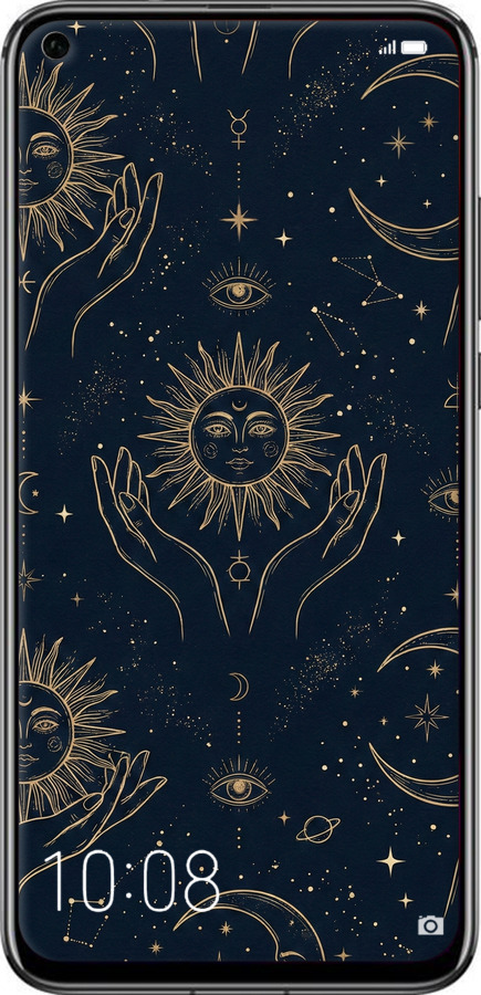 Силіконовий чехол Celestial Harmony: Sun & Moon Gold Mystic Pattern для Huawei Honor View 20 - 6778u-1645 изображение 
