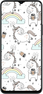 Силиконовый чехол Единорог и кофе для Huawei honor X6 - 4661u-3341 изображение 