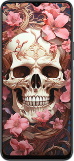 Силиконовый чехол Череп в розовых цветах для Huawei honor X6 - 5965u-3341 изображение 