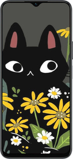 Силиконовый чехол Черный кот с цветами для Huawei honor X6 - 6448u-3341 изображение 