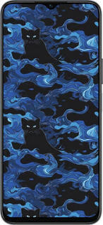 Силиконовый чехол Абстрактный узор черных котов на синем фоне для Huawei honor X6 - 6525u-3341 изображение 