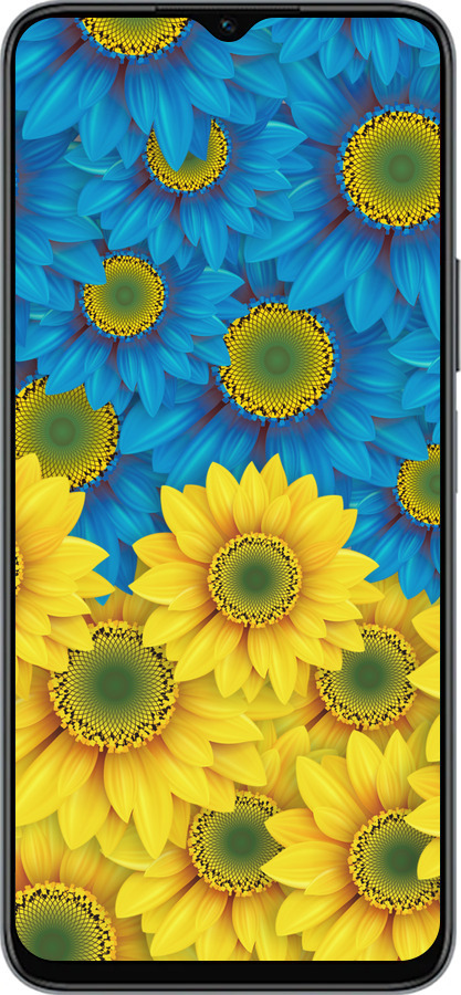 Силиконовый чехол Жёлто-голубые цветы для Huawei honor X6 - 1048u-3341 изображение 