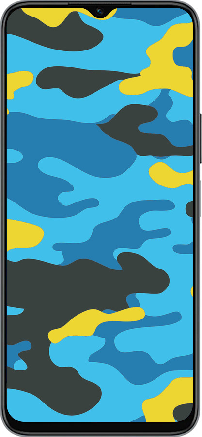 Силиконовый чехол Желто-голубой камуфляж для Huawei honor X6 - 1084u-3341 изображение 