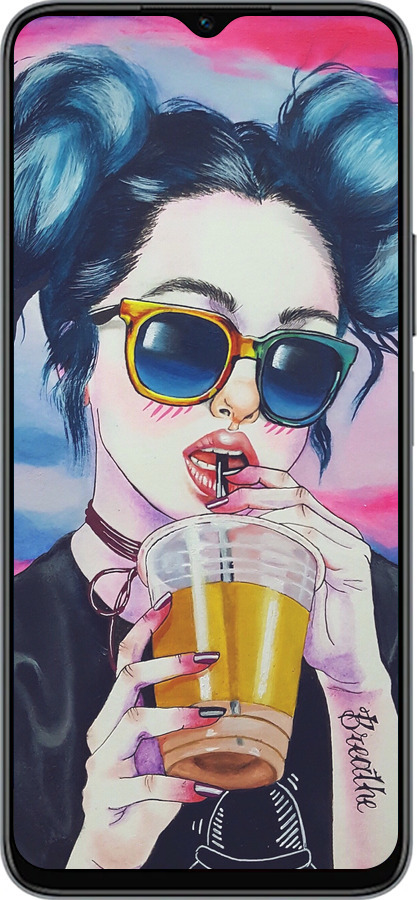 Силиконовый чехол Арт-девушка в очках для Huawei honor X6 - 3994u-3341 изображение 