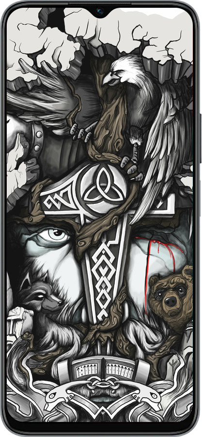 Силиконовый чехол Тату Викинг для Huawei Honor X8 5G - 4098u-4149 изображение 