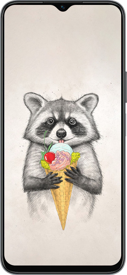 Силиконовый чехол Енотик с мороженым для Huawei honor X6 - 4602u-3341 изображение 
