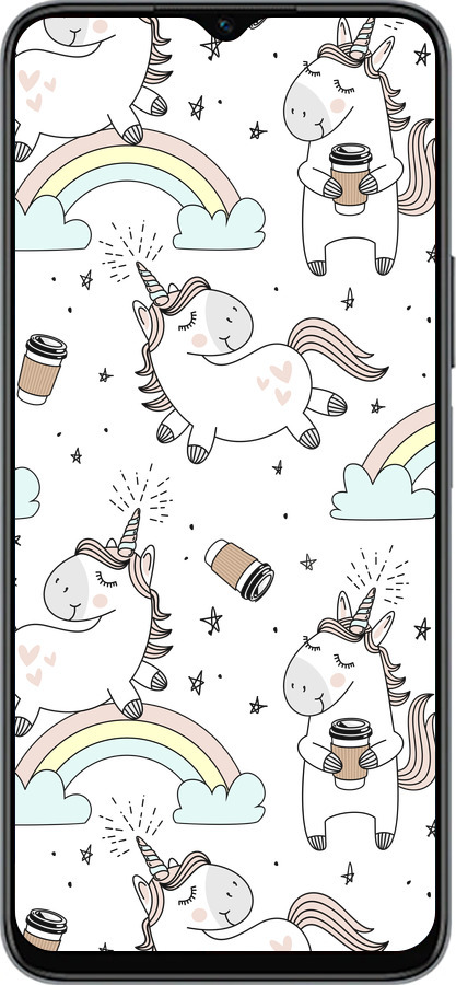 Силиконовый чехол Единорог и кофе для Huawei honor X6 - 4661u-3341 изображение 