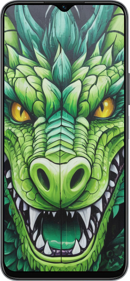 Силиконовый чехол Зелёный дракон для Huawei honor X6 - 5816u-3341 изображение 