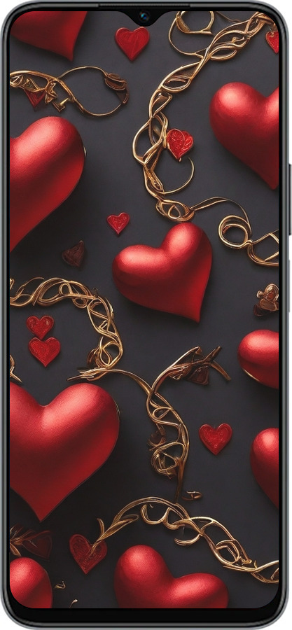 Силиконовый чехол Сердечки для Huawei honor X6 - 5831u-3341 изображение 