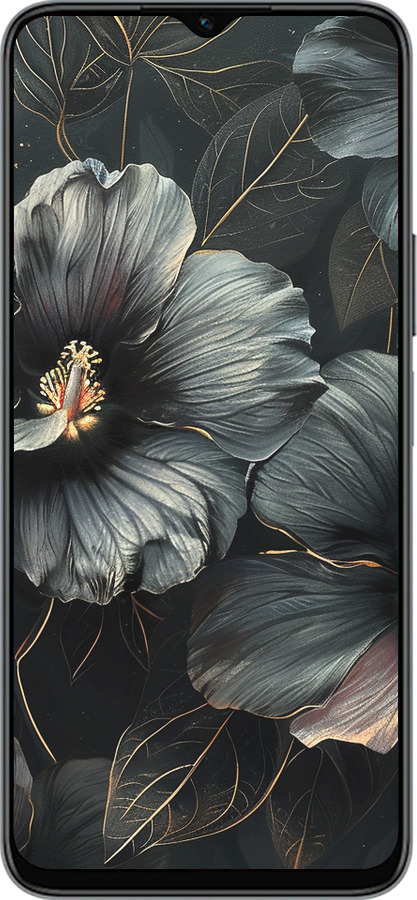 Силиконовый чехол Черные цветы для Huawei honor X6 - 6031u-3341 изображение 