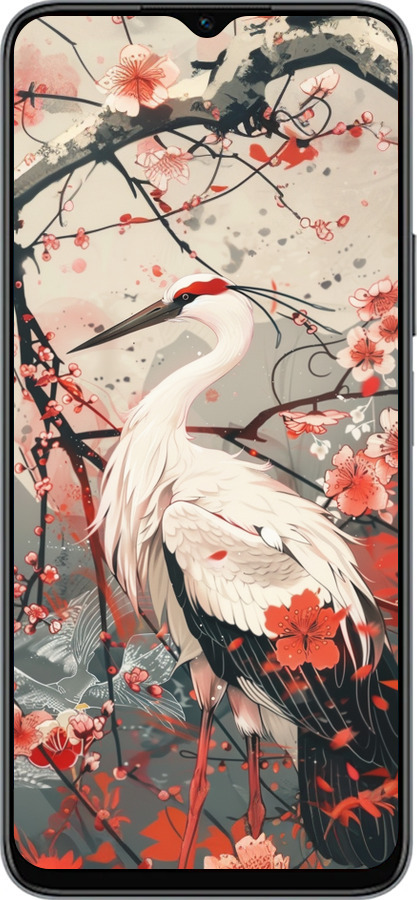 Силиконовый чехол Аист в цвету сакуры для Huawei honor X6 - 6109u-3341 изображение 