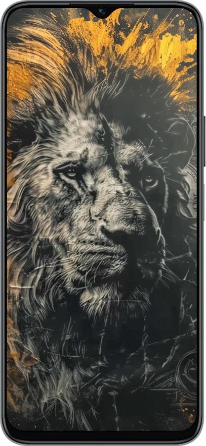 Силиконовый чехол Лев в золотых красках для Huawei honor X6 - 6155u-3341 изображение 