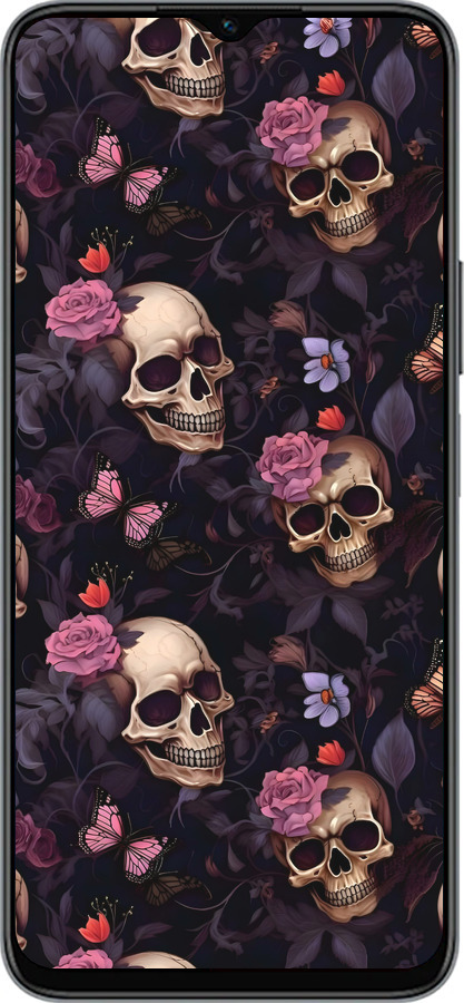 Силиконовый чехол Черепа и розы для Huawei honor X6 - 6316u-3341 изображение 
