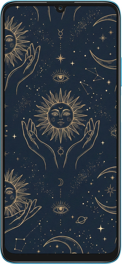 Силіконовий чехол Celestial Harmony: Sun & Moon Gold Mystic Pattern для Huawei Honor X7A - 6778u-2981 изображение 