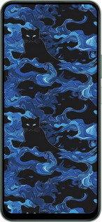 Силиконовый чехол Абстрактный узор черных котов на синем фоне для Huawei Honor X7c - 6525u-3874 изображение 