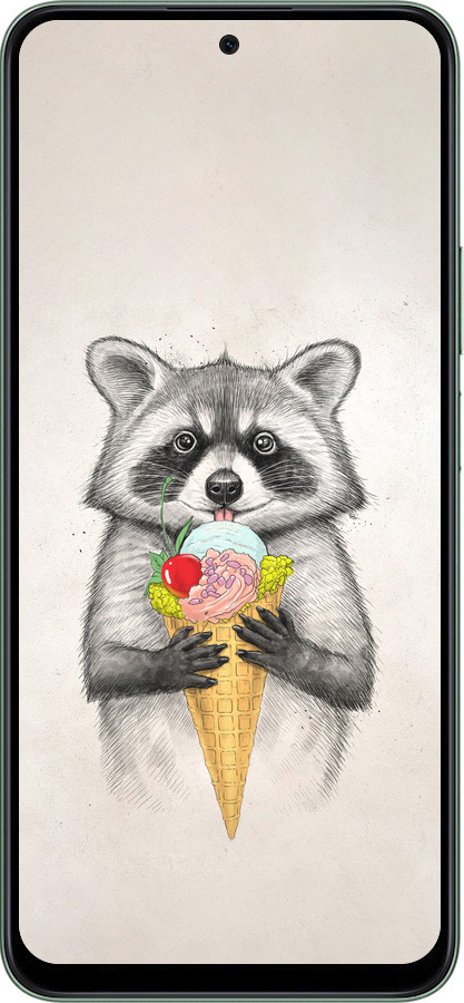 Силиконовый чехол Енотик с мороженым для Huawei Honor X7c - 4602u-3874 изображение 