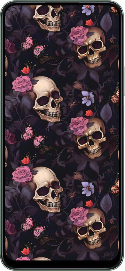 Силіконовий чехол Черепи та троянди для Huawei Honor X7c - 6316u-3874 изображение 